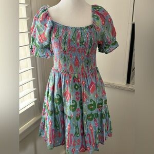 Ikat smocked Minidress M